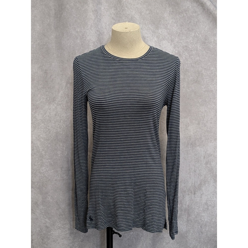 Polo Ralph Lauren Womens Navy Blue White Striped Long Sleeve T-Shirt‎ Size M
